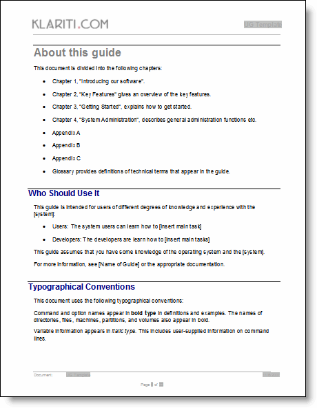 Sample user guide for software project